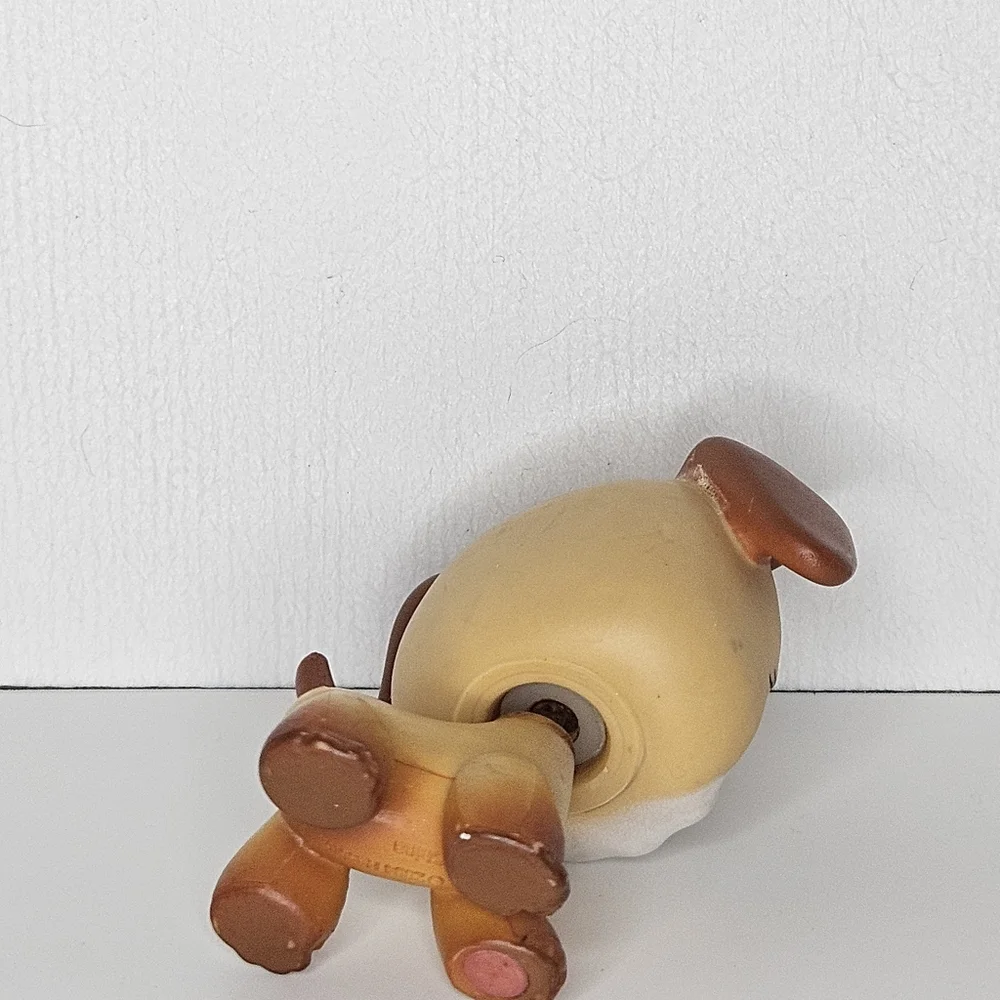 LITTLEST PET SHOP LPS #218 Vintage Authentic Dog Brown White Boxer Blue Eyes